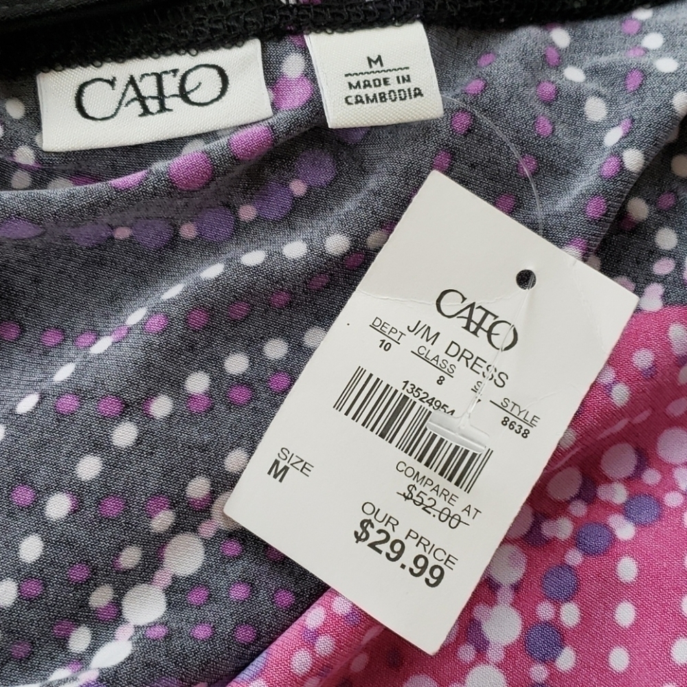 Nwt Cato Cute Summer Pullover Dress M Pink/ Blk - Picture 6 of 8